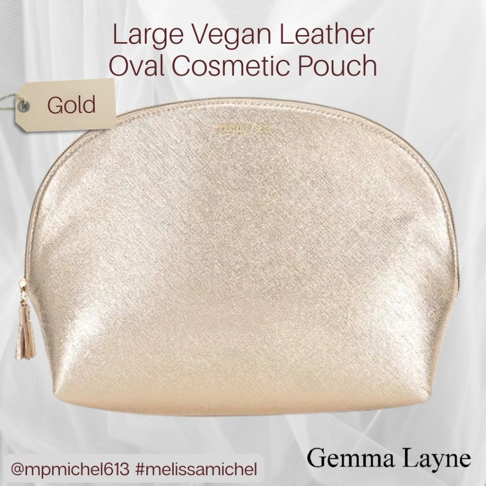 NWT Gemma Layne Gold Vegan Leather Cosmetic Pouch